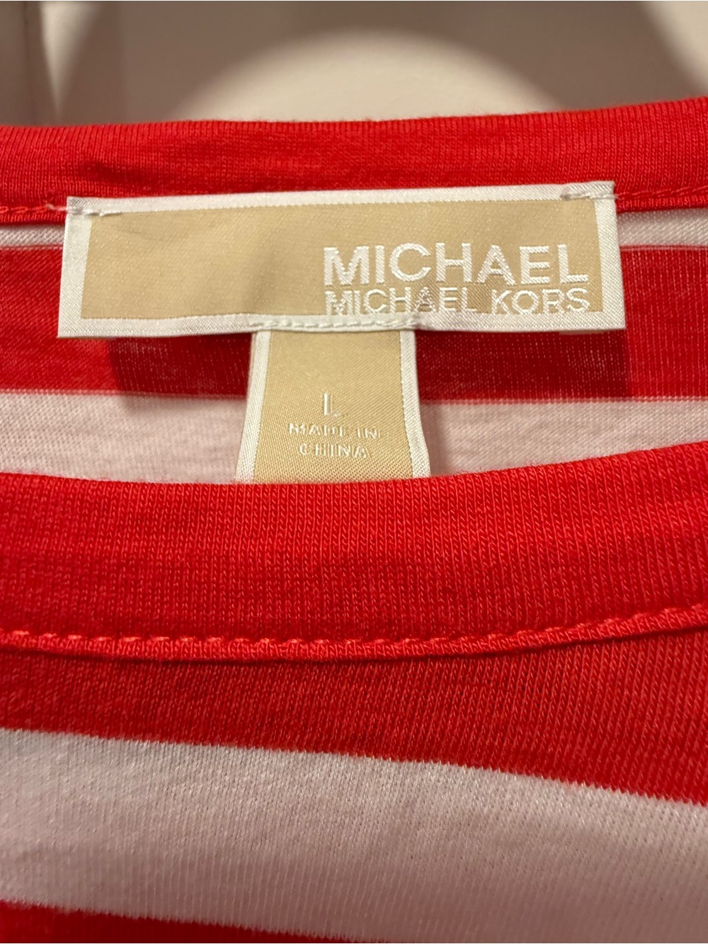 Michael Kors Red/White Striped Short Sleeve Top - Like New - Picture 2 of 11